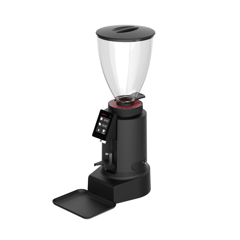 Leon 700 commercial coffee grinder with digital display and large bean hopper
