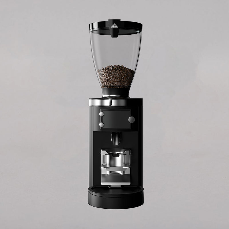 Mahlkönig E65W GbS espresso grinder with coffee beans in clear hopper
