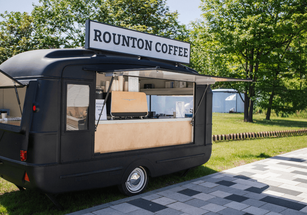 Rounton Coffee mobile coffee trailer in a park
