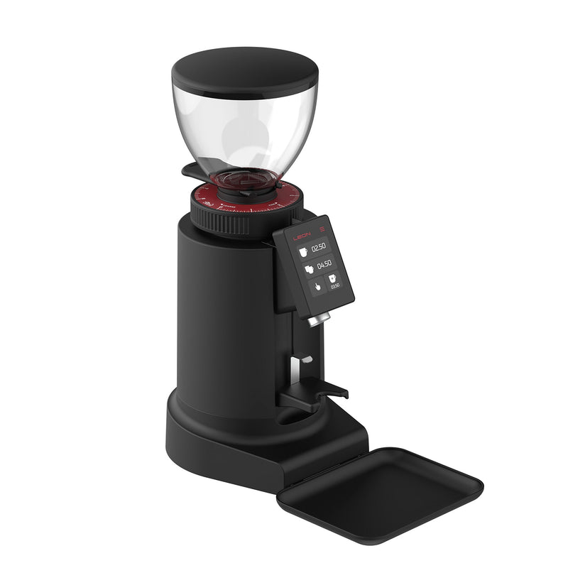Leon 600 commercial coffee grinder with digital display and bean hopper