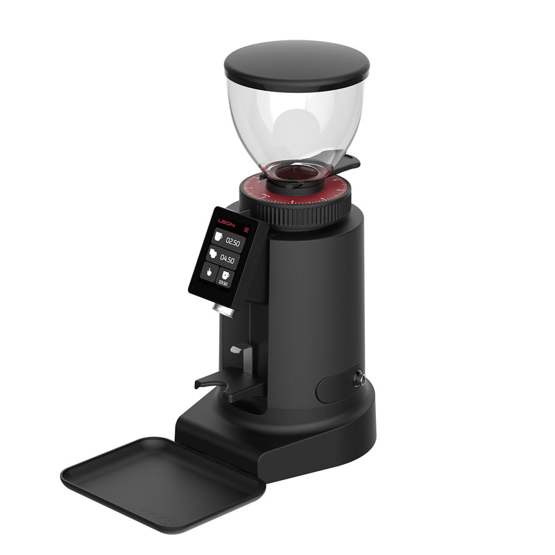 Leon 600 commercial coffee grinder with digital display and compact design