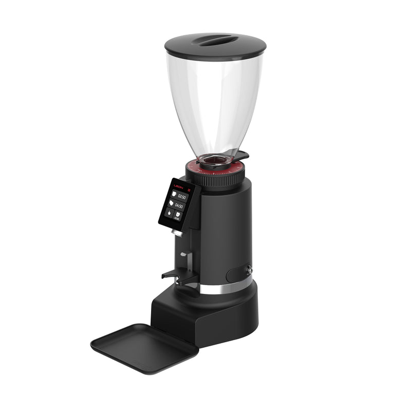 Leon 800 commercial coffee grinder with 83 mm steel burrs in black finish