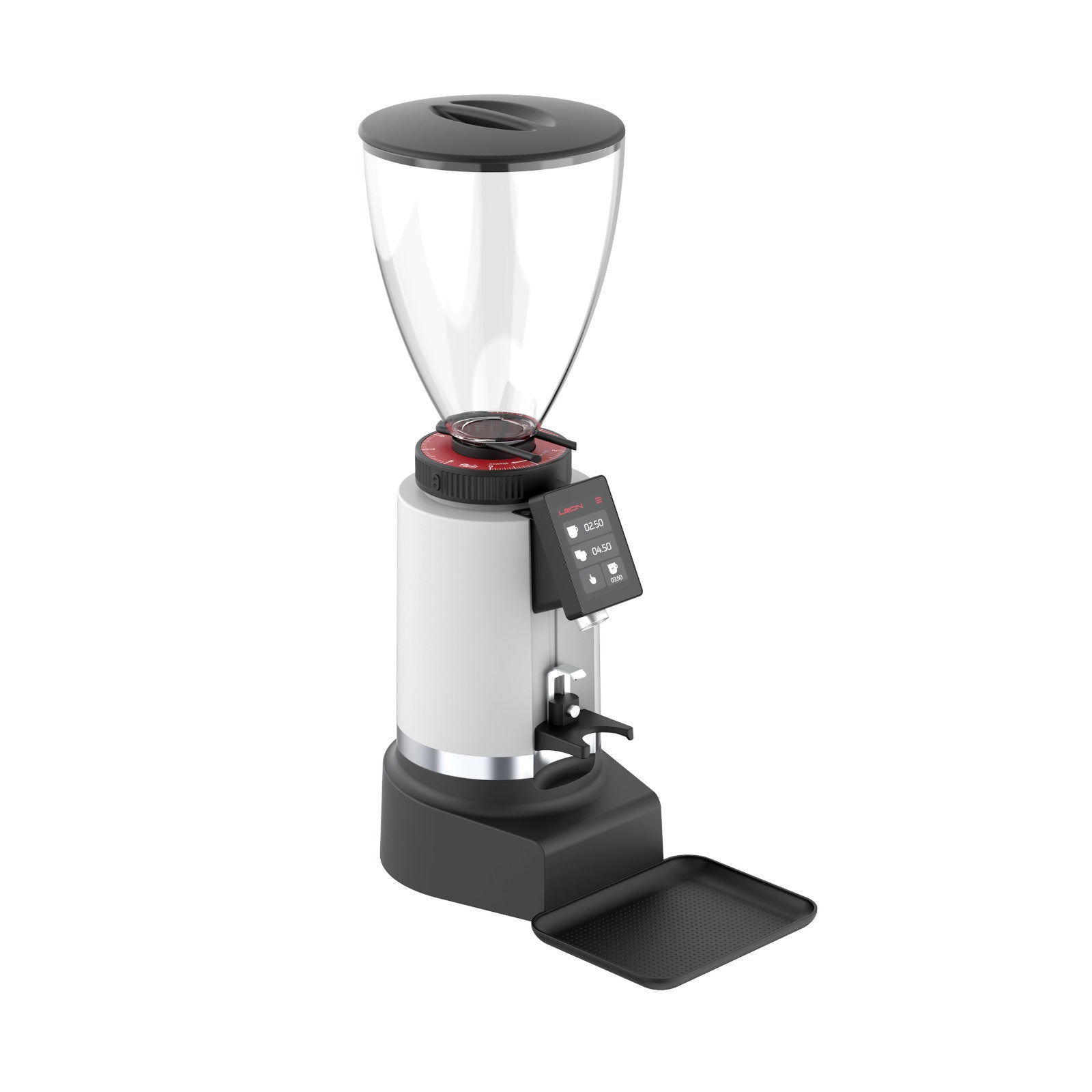 Leon 800 commercial coffee grinder with steel burrs and digital control panel