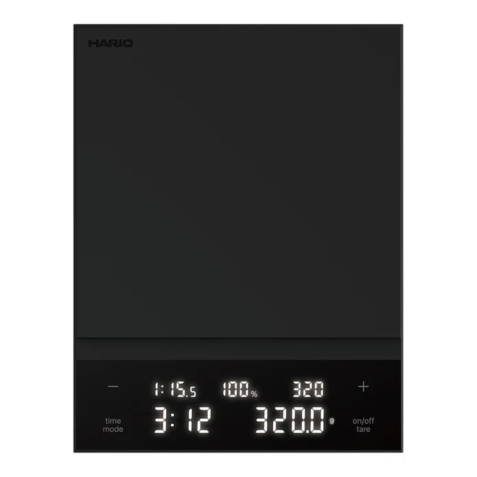 Hario Polaris Coffee Scale in black with digital display and precise measurement controls