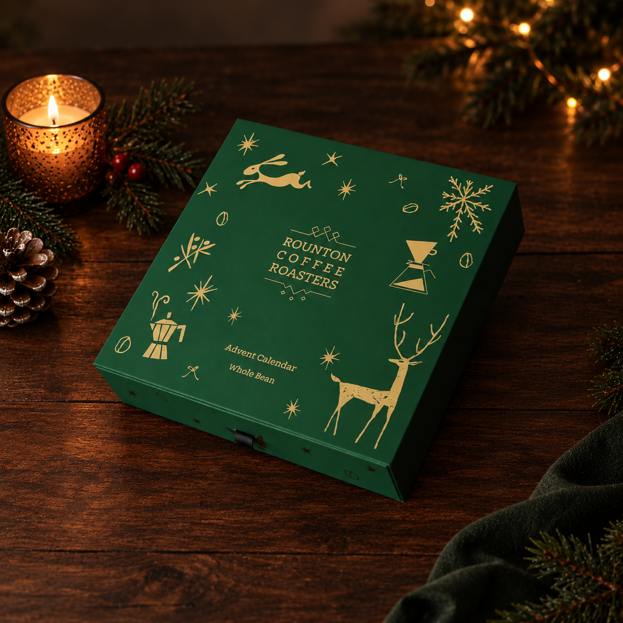 Coffee Advent Calendar in green festive packaging