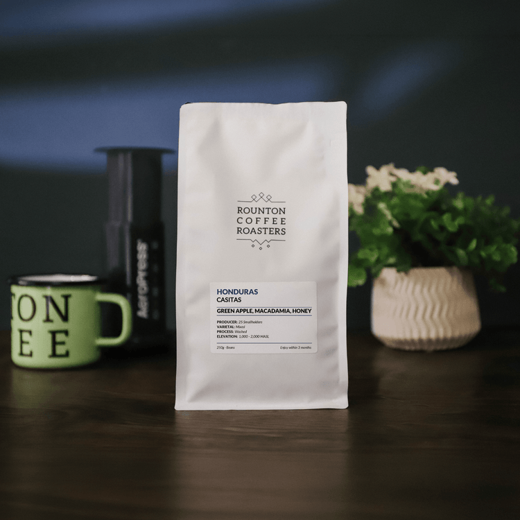 Casitas speciality coffee beans in a Rounton Coffee Roasters bag