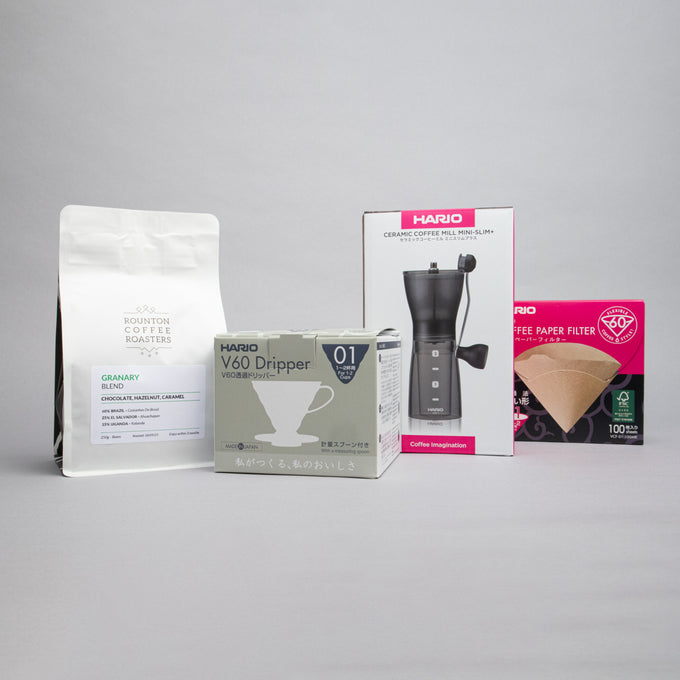 Hario V60 and Mini Mill PLUS Grinder Gift Set: Size 01