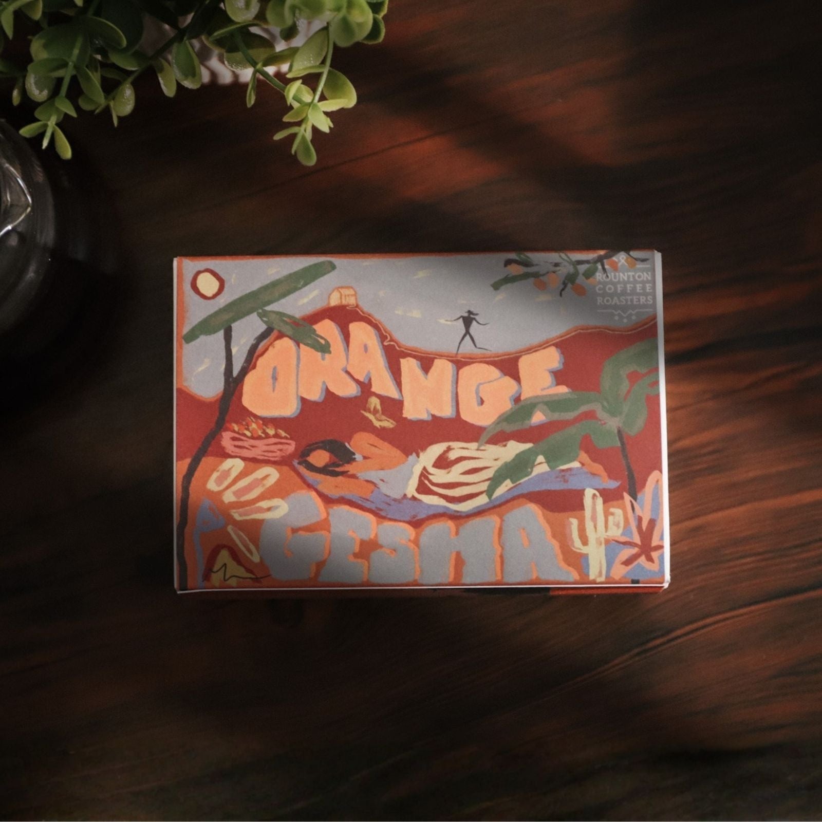 Colombian special release coffee box on a wooden table