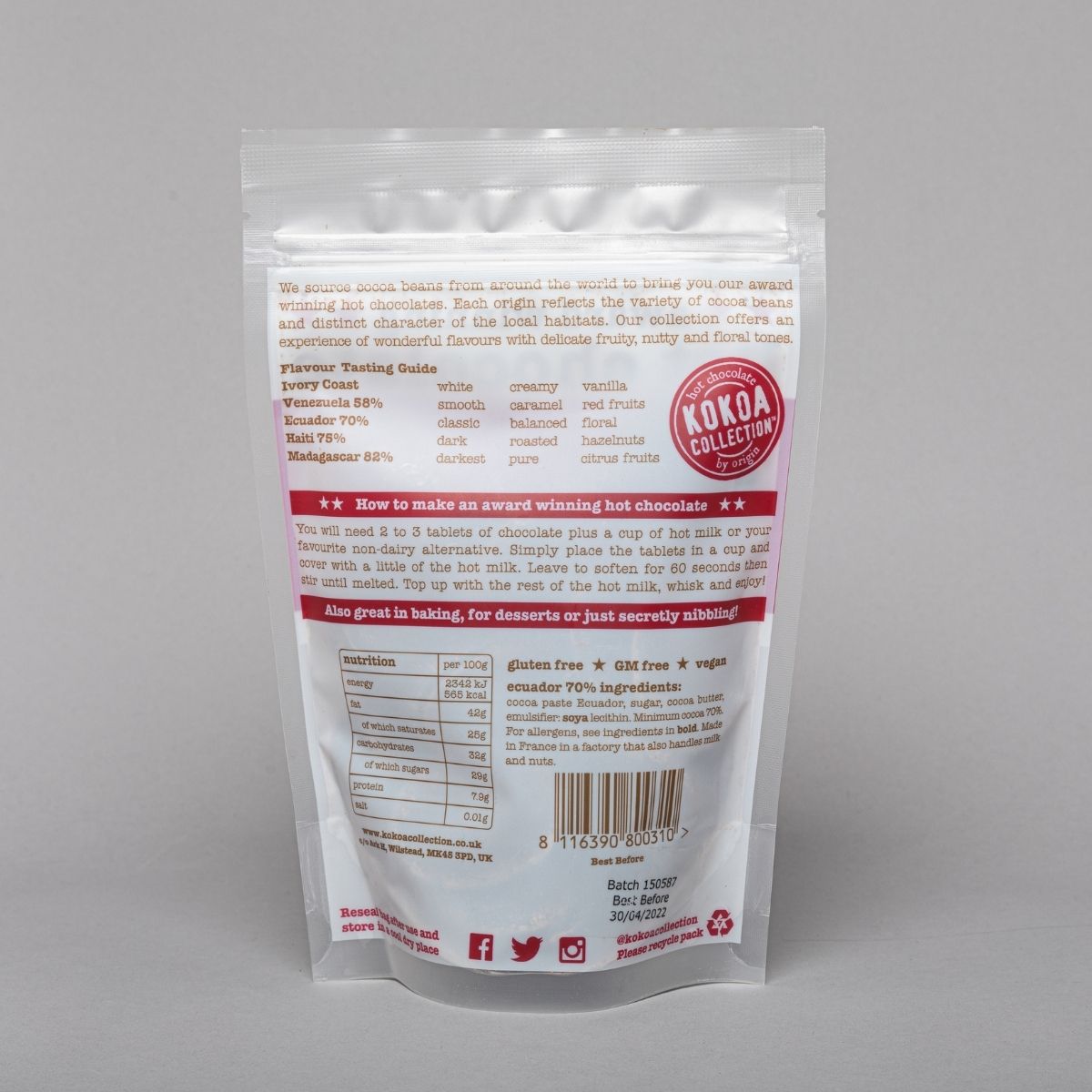 Ecuador Drinking Chocolate Flakes | Kokoa Collection | Rounton Coffee